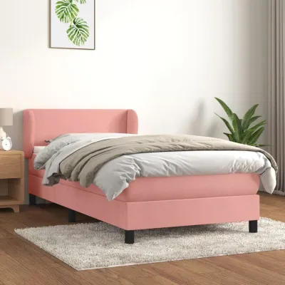 cadre de lit avec matelas Rose 100x200 cm Velours