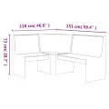 Banc d'angle REINE 151 cm marron miel et blanc bois pin solide