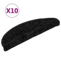 Tapis d'escalier 10 pcs 56x17x3 cm Noir