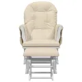 Chaise berçante avec repose-pied Blanc crème Tissu