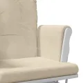 Chaise berçante avec repose-pied Blanc crème Tissu