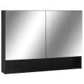 Armoire à miroir de salle de bain LED Noir 80x15x60 cm MDF