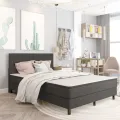 cadre de lit Gris foncé Tissu 140x200 cm