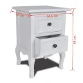 Table de chevet avec 2 tiroirs MDF Blanc