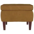 Chaise à bascule avec pieds en bois et tabouret Marron Velours