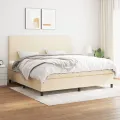 cadre de lit avec matelas Crème 200x200 cm Tissu