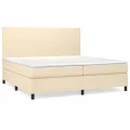 cadre de lit avec matelas Crème 200x200 cm Tissu