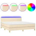 cadre de lit avec matelas LED Crème 160x200 cm Tissu