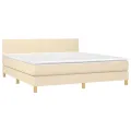 cadre de lit avec matelas LED Crème 160x200 cm Tissu