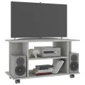 Meuble TV et roulettes gris béton 80x40x45 cm bois d'ingénierie
