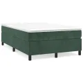 cadre de lit et matelas Vert foncé 120x200cm Velours