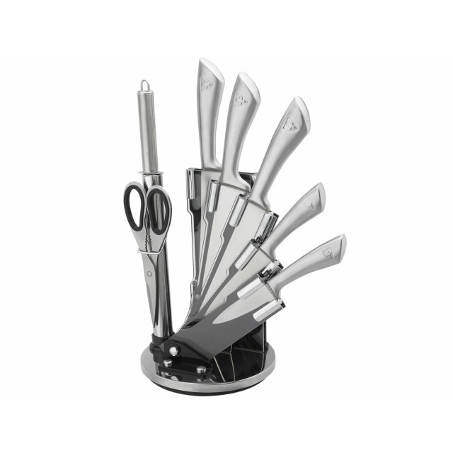 Set of Kitchen Knives and Stand Royalty Line Silver Stainless steel 15