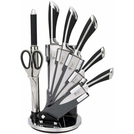 Set di Coltelli da Cucina con Supporto Royalty Line Argentato Acciaio