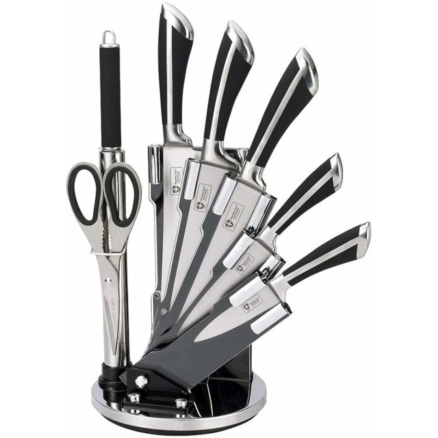 Set of Kitchen Knives and Stand Royalty Line Silver Stainless steel 15