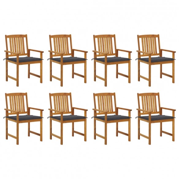 Chaises de jardin avec coussins lot de 8 Bois d'acacia solide