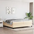 cadre de lit avec matelas Crème 200x200 cm Tissu
