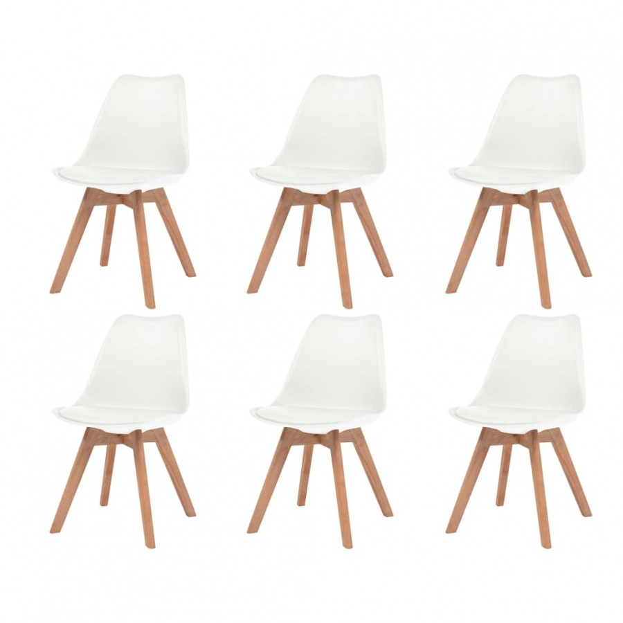 Chaises à manger lot de 6 Blanc Plastique