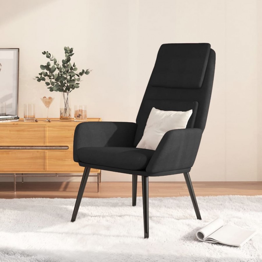 Chaise de relaxation Noir Tissu