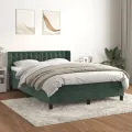 cadre de lit et matelas Vert foncé 140x200cm Velours