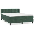 cadre de lit et matelas Vert foncé 140x200cm Velours