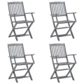 Chaises pliables d'extérieur lot de 4 et coussins Bois d'acacia
