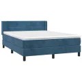 cadre de lit et matelas Bleu foncé 140x200cm Velours