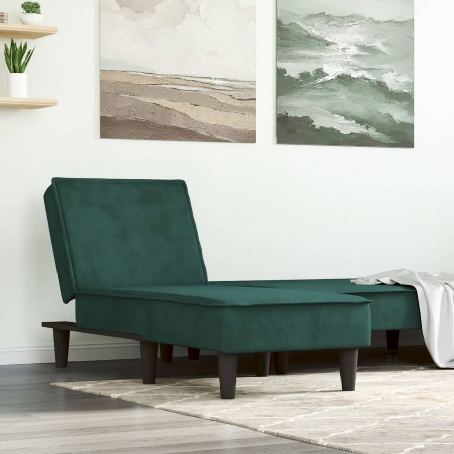 Chaise longue vert foncé velours