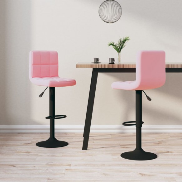 Tabourets de bar lot de 2 rose velours