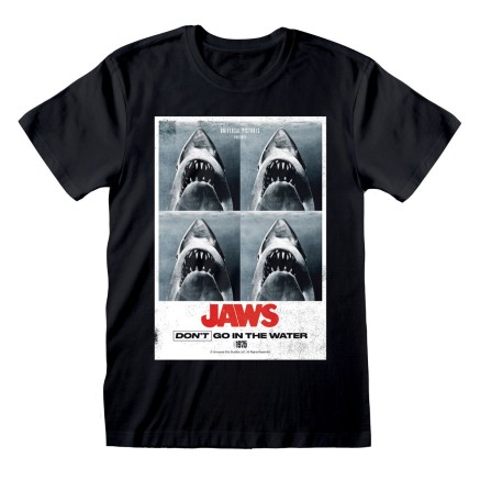 T-Shirt met Korte Mouwen Jaws Don´t Go In The Water Zwart Uniseks