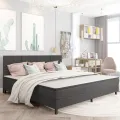 cadre de lit Gris foncé Tissu 200x200 cm