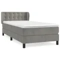 cadre de lit et matelas Gris clair 100x200cm Velours