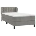 cadre de lit et matelas Gris clair 100x200cm Velours