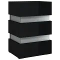 Table de chevet à LED noir brillant 45x35x67 cm bois ingénierie