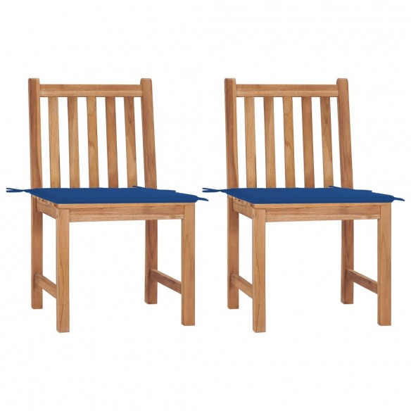 Chaises de jardin lot de 2 avec coussins Bois de teck massif