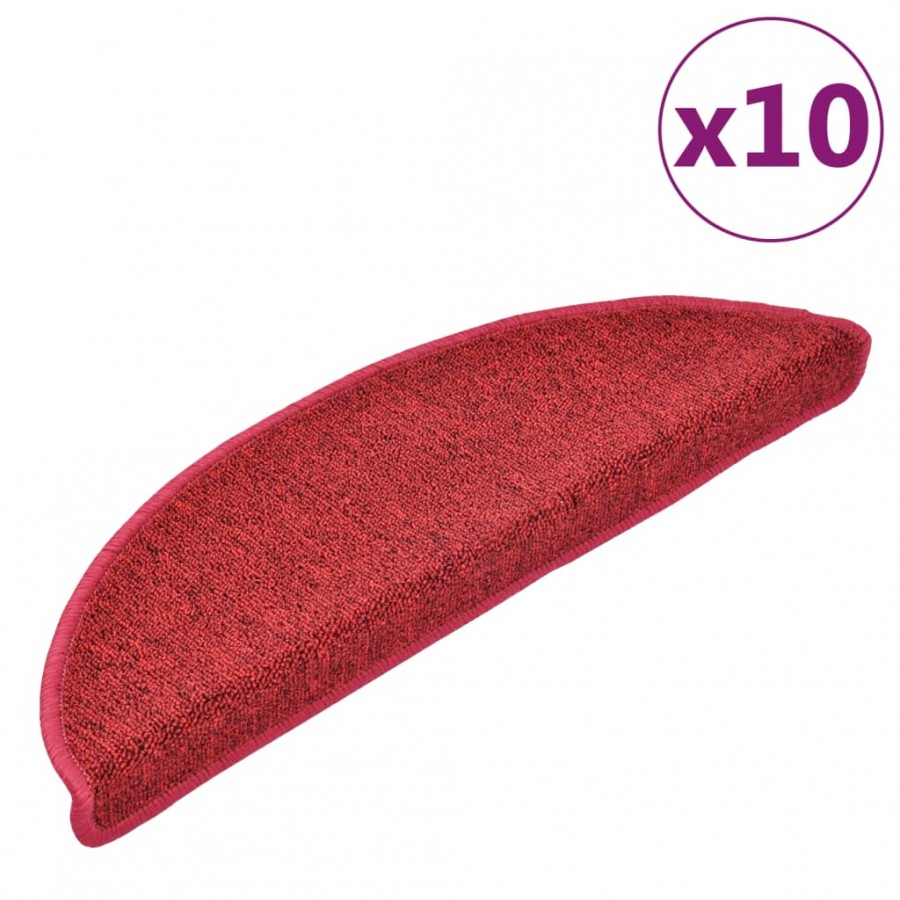 Tapis d'escalier 10 pcs 56x17x3 cm Rouge bordeaux