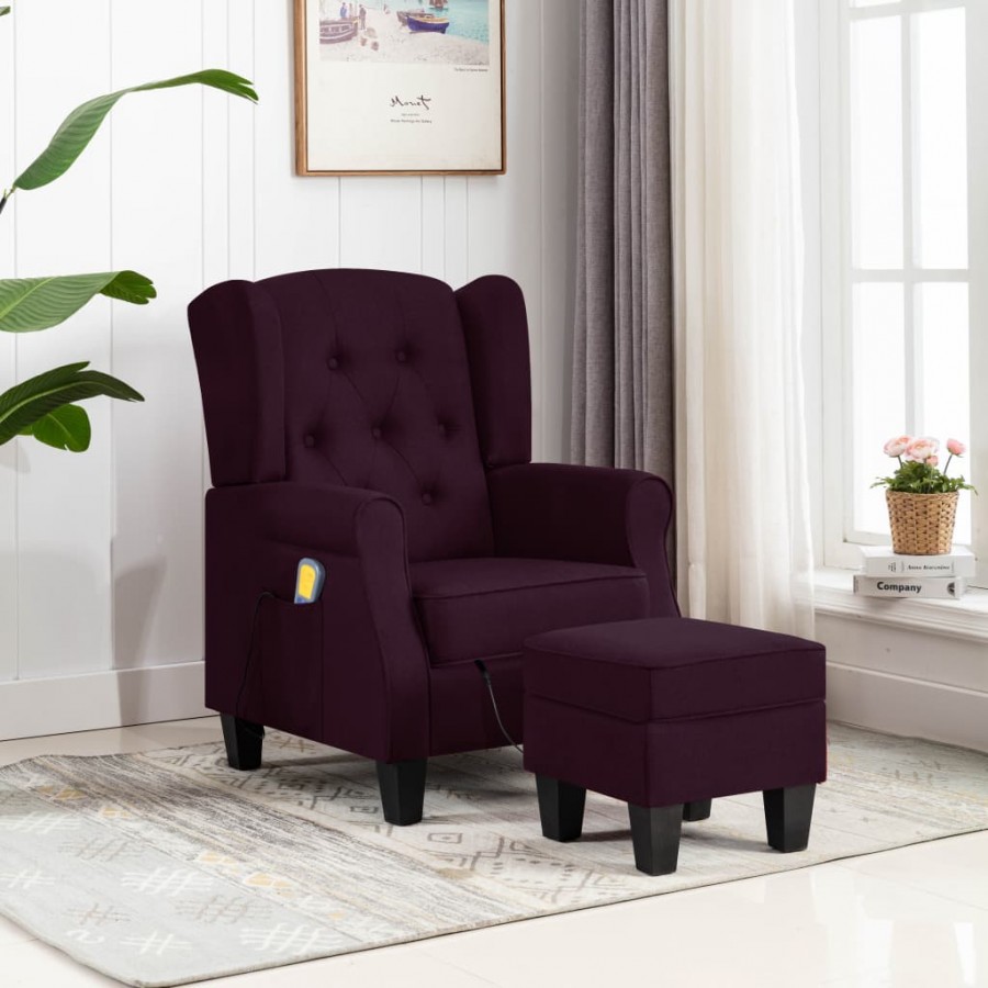 Fauteuil de massage avec repose-pied Violet Tissu