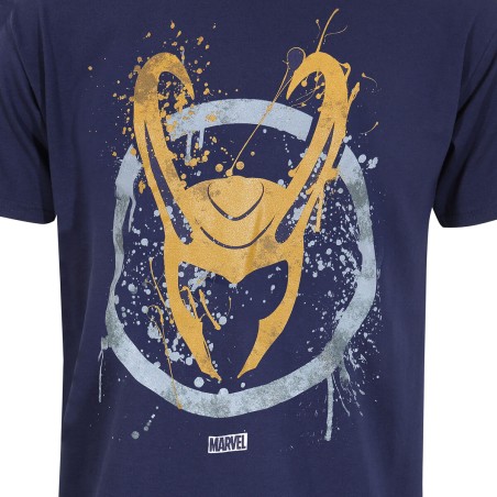 T shirt à manches courtes Marvel Splatter Logo Bleu Unisexe