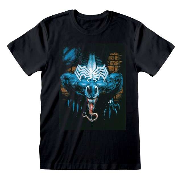 T-Shirt met Korte Mouwen Marvel Wall Lurker Zwart Uniseks