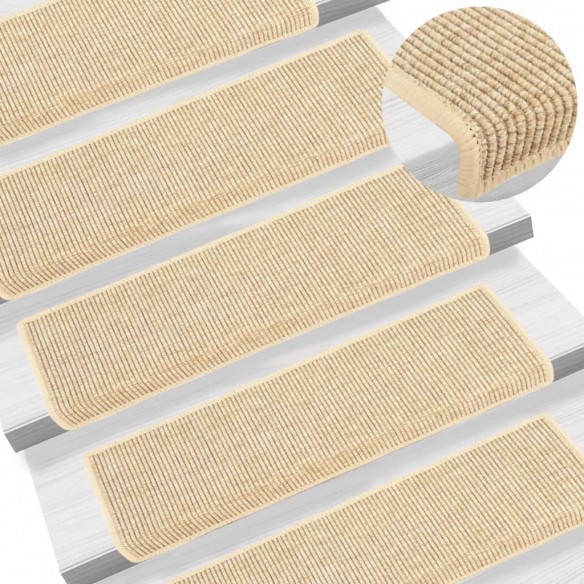 Tapis d'escalier autocollants 15 pcs 65x21x4 cm Beige clair