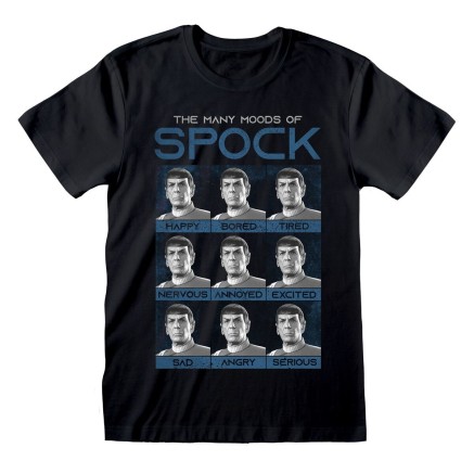 Uniseks T-Shirt met Korte Mouwen Star Trek Many Mood Of Spock Zwart