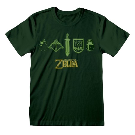 T-shirt à manches courtes unisex The Legend of Zelda Icons Vert fonc