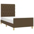 Cadre de lit sans matelas marron foncé 80x200 cm tissu