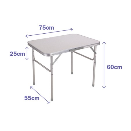 Marbueno Mesa Plegable Aluminio D25 Surtida Camping y Playa 75X55X25/6