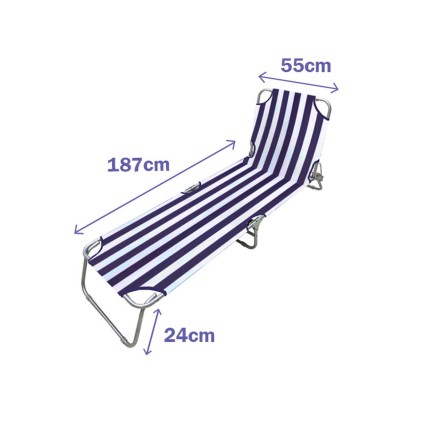 Sun-lounger Marbueno Stripes Blue White 187 x 24 x 55 cm 2