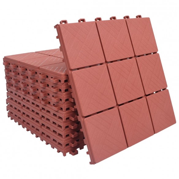 Carreaux de terrasse 10 pcs Rouge 30,5x30,5 cm Plastique