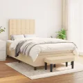 cadre de lit avec matelas Crème 120x200 cm Tissu