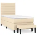 cadre de lit et matelas Crème 90x190 cm Tissu