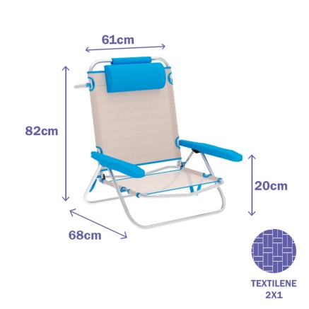 Folding Chair Marbueno Blue Beige 61 x 82 x 68 cm 2