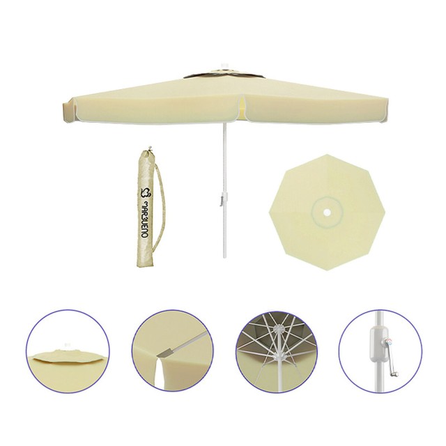 Marbueno Parasol Aluminium 8 Baren D270 cm Polyester Wit Tuin, Zwembad
