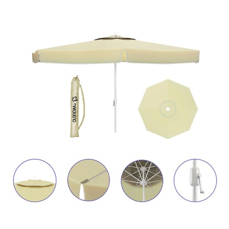 "Marbueno Parasol Aluminium 8 Barres D270 cm Polyester Blanc Jardin, P